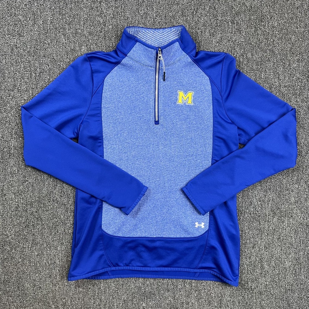 Under Armour Michigan Wolverines ColdGear 1/4 Zip Pullover Medium Blue Infrared — photo 2